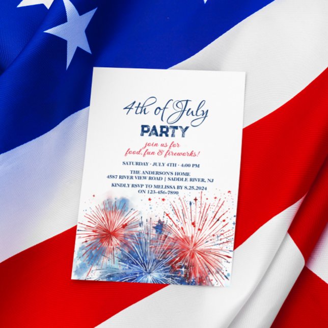 Festive Fireworks Happy 4th of July Party Invitation (Creator Uploaded)