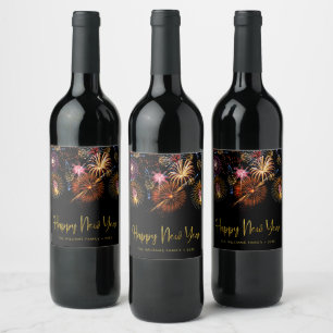 Festive Fireworks Happy New Year Wine Label