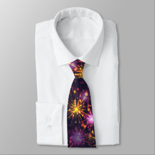 Festive fireworks of hearts tie