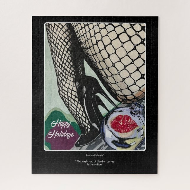 'Festive Fishnets' Painting on a Jigsaw Puzzle (Vertical)