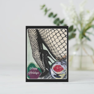'Festive Fishnets' Painting on a Postcard