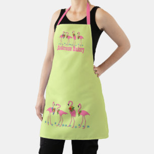 Festive Flamingos Personalised Chartreuse Apron