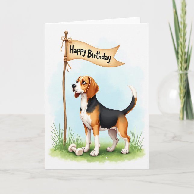 Festive Floppy Ear Dog Card (Front)