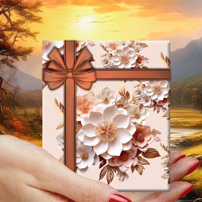 Festive Floral Design  Wrapping Paper Sheet (Wrapping paper showing a festive floral design in 3 different colors. Great for any celebration)