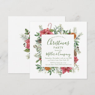 Festive Floral Frame Corporate Christmas Party Invitation