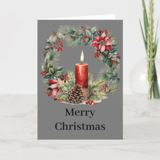Festive Floral Glow | Christmas Flowers and Candle Holiday Card