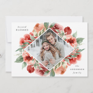 Festive Floral Holiday Photo Card