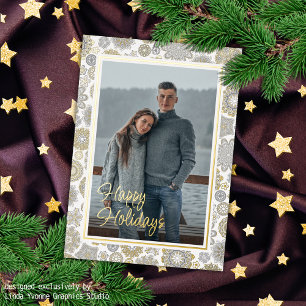 Festive Floral Mandala Snow Flakes Pattern Gold