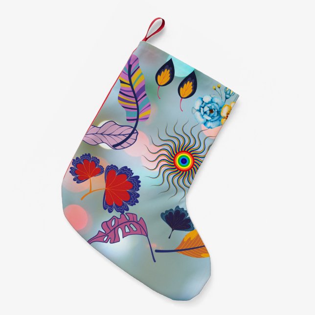 Festive Floral Stocking – Artistic Holiday Charm (Front (Hanging))