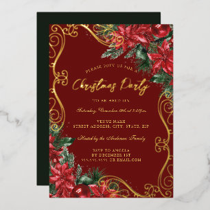 Festive Floral Swirl Red Green Christmas Party