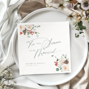 Festive Floral tis the season to be married Napkin