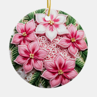 Festive Florals: Holiday Poinsettia Art Ceramic Tree Decoration