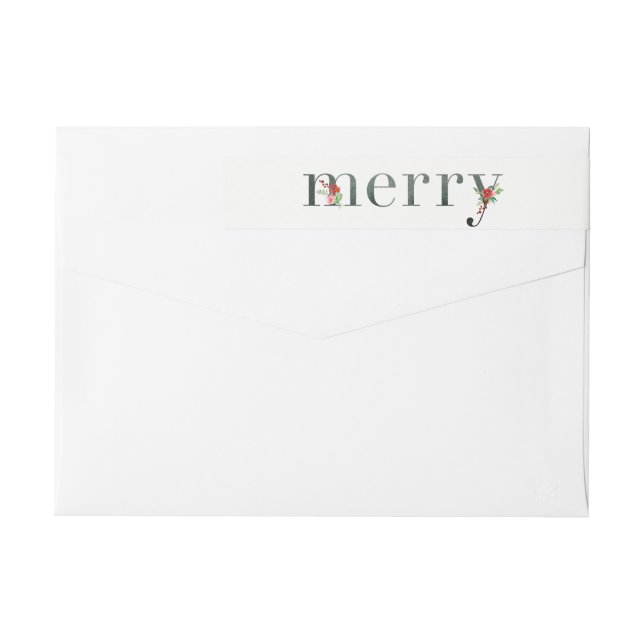 Festive Florals MERRY Wraparound Holiday Labels (Back)