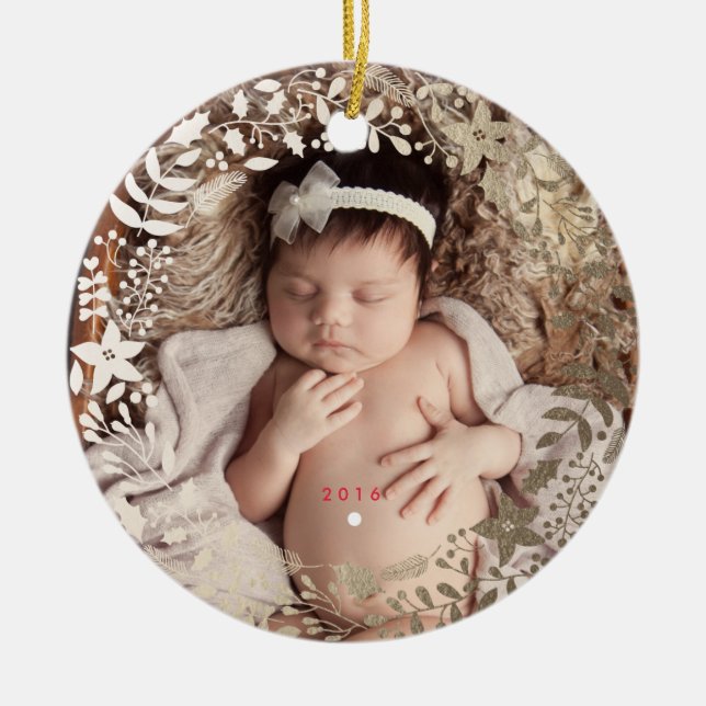 Festive Florals | Personalised Christmas Ornament (Front)