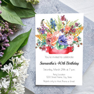 Festive Flower Birthday Invitation