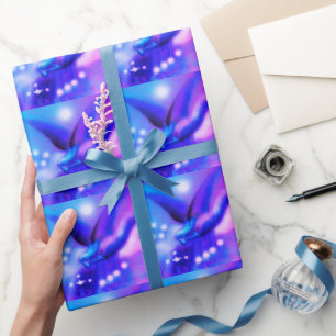 Festive flying angels wrapping paper
