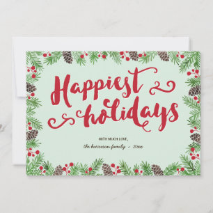 Festive Foliage Calligraphy Holiday Non-Photo Card