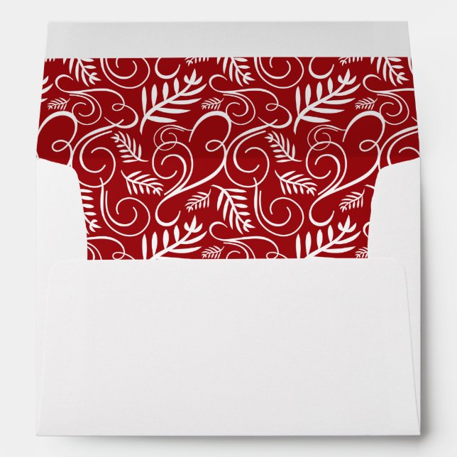 Festive Foliage Deco Frame Red Holiday Envelope (Back (Bottom))