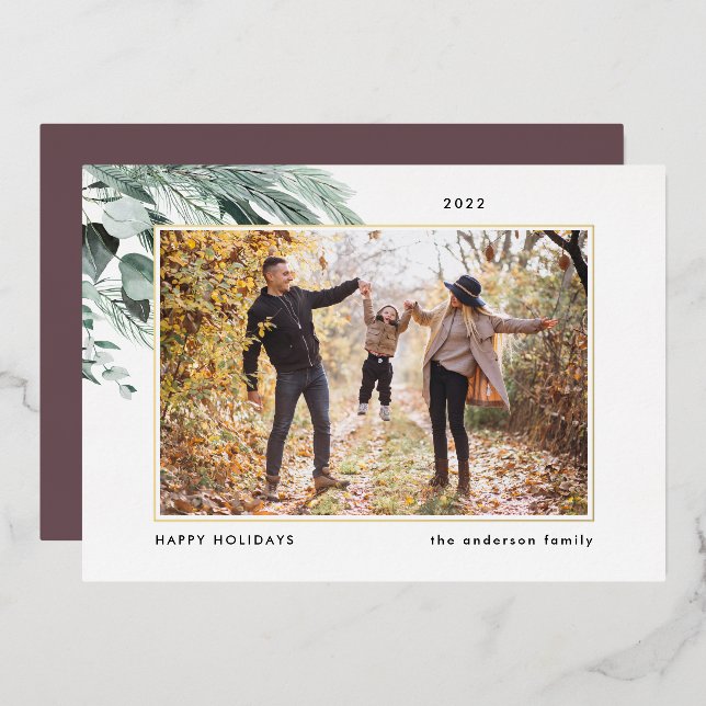 Festive Foliage | Elegant Christmas Family Photo (Front/Back)