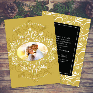 Festive Foliage Elegant Vintage Deco Frame Photo Holiday Card