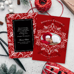 Festive Foliage Elegant Vintage Deco Frame Photo Holiday Card