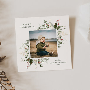 Festive Foliage Flat Holiday Photo Card