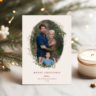 Festive Foliage Frame Flat Holiday Photo Card