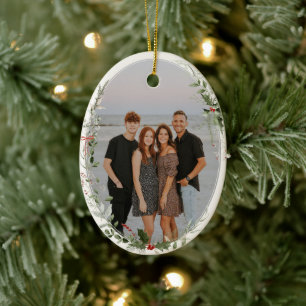 Festive Foliage Frame Photo Ceramic Tree Decoration