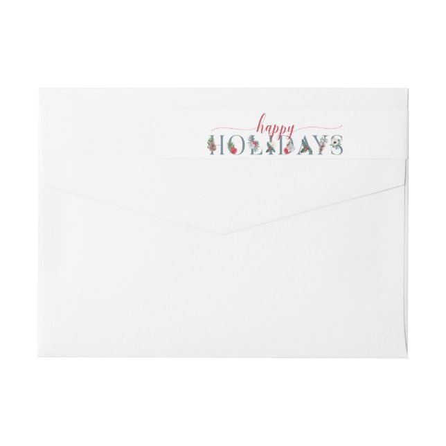 Festive Foliage Happy Holidays Return Address Wrap Around Label (Back)