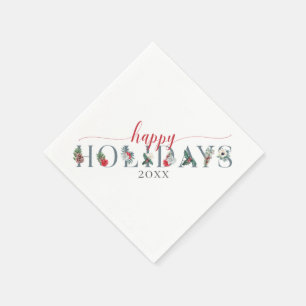 Festive Foliage Happy Holidays Year Dinner Serving Napkin