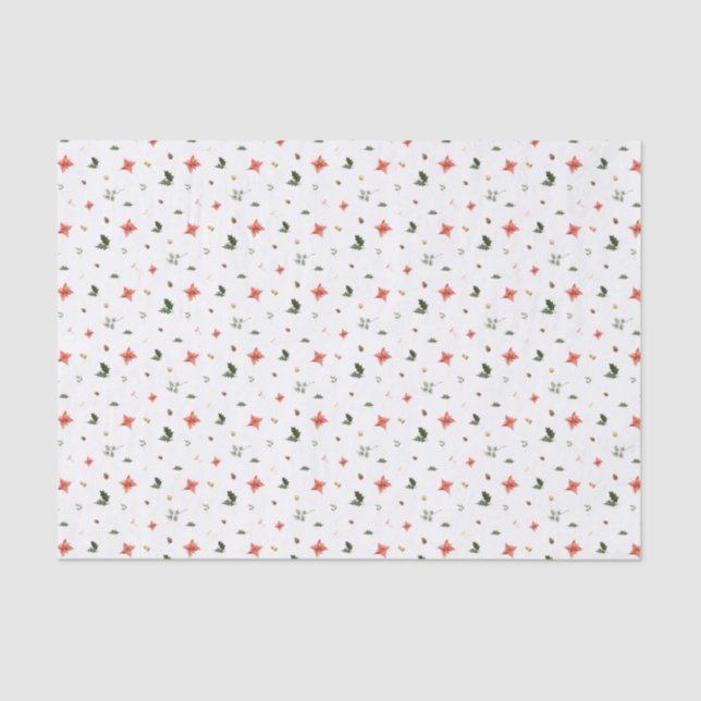 Festive Foliage Holiday Pattern Tissue Paper (Front)