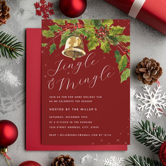 Festive Foliage Jingle Mingle Christmas Party  Invitation (Creator Uploaded)
