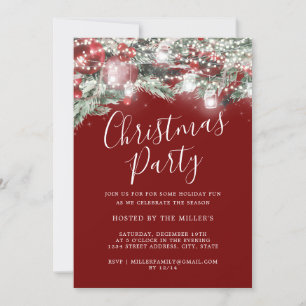 Festive Foliage Lights Christmas Party   Invitation