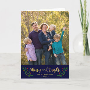 Festive Foliage Merry and Bright Holiday Photo Card