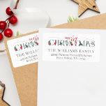 Festive Foliage Merry Christmas Return Address Label<br><div class="desc">Deck the halls with traditional Christmas foliage for your personalised holiday correspondence! Bright red poinsettias, holly berries and pine cones lend colourful woodland flair in an elegantly rustic watercolor style. This classic Christmas design features sweet floral accents adorning each letter, paired with a playful script font. Matches perfectly to the...</div>