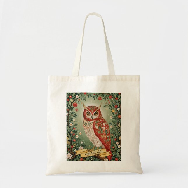 Festive Foliage Owl Personalized Tote Bag (Front)