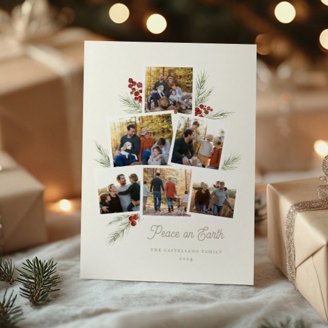 Festive Foliage Photo Tree Frame Flat Holiday Card (Creator Uploaded)