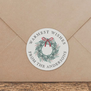 Festive Foliage Wreath Christmas Envelope Seals