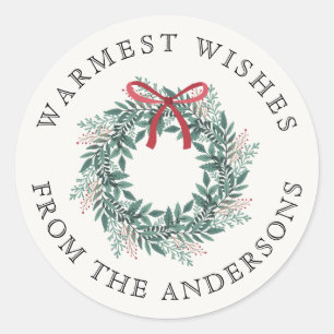 Festive Foliage Wreath Christmas Envelope Seals