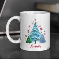 Festive folklor art Christmas trees monogram