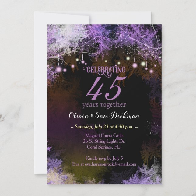 Festive Forest Lights Wedding Anniversary Party Invitation (Front)