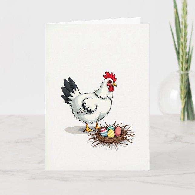 Festive Fowl And Eggs Spring Card (Front)