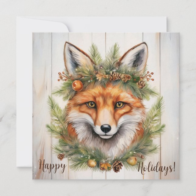 Festive Fox Christmas Holiday Card (Front)