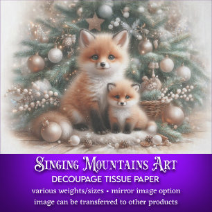Festive Fox Family Cute Animal Decoupage Tissue Paper