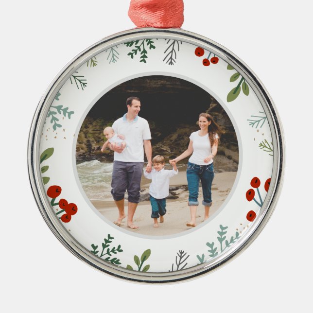 Festive Frame Holiday Keepsake Metal Tree Decoration (Front)