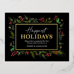 Festive Frame REAL FOIL Business Holiday Postcard