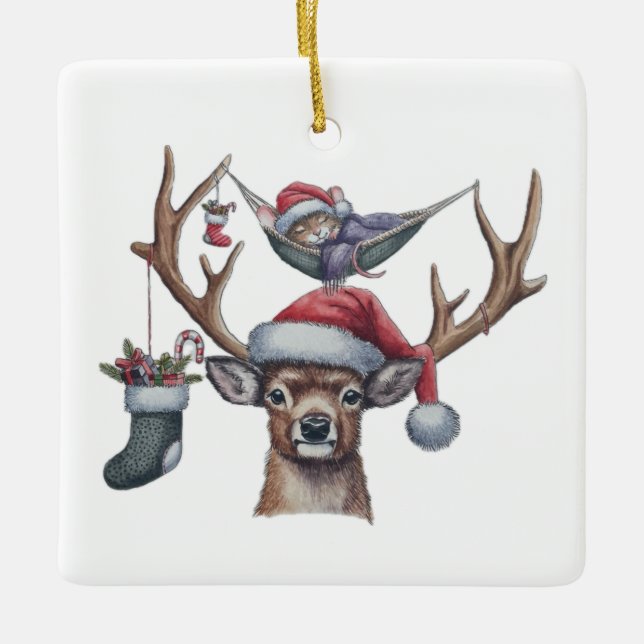 Festive Friends Ceramic Ornament (Front)