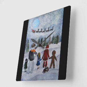 Festive Friends Painting by Alfred Fox Square Wall Clock