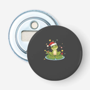 Festive Frog Joy - Cute Christmas Frog on Lily Pad Bottle Opener