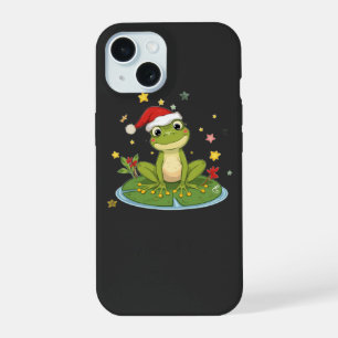 Festive Frog Joy - Cute Christmas Frog on Lily Pad iPhone 15 Case